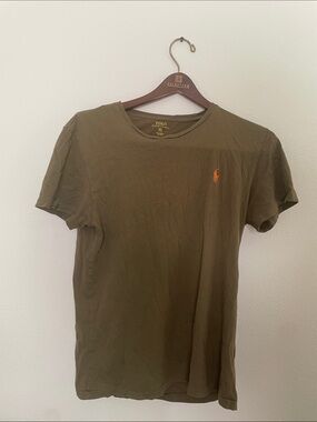 Polo by Ralph Lauren Olive Green Crewneck Tee with Orange Logo